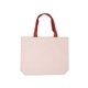aerial view a red cotton canvas tote bag with color accents, image 1 of 2