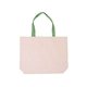 aerial view a lime green cotton canvas tote bag with color accents, image 1 of 2