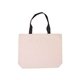 aerial view a navy blue cotton canvas tote bag with color accents, image 1 of 3