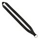 aerial view a black 3/4 polyester lanyard with sewn silver metal split - ring, image 1 of 2