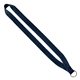aerial view a navy 3/4 polyester lanyard with sewn silver metal split - ring, image 1 of 2
