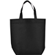aerial view a black challenger non - woven shopper tote, image 1 of 2