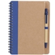 aerial view a blue the eco spiral notebook with pen, image 1 of 4