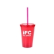 aerial view a translucent red usa made 16 oz double - wall tumbler, image 1 of 2