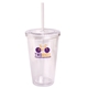 aerial view a clear 16 oz double wall cool acrylic tumbler, image 1 of 2