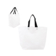 aerial view a white two - tone heat sealed non - woven tote bag, image 1 of 2