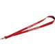 aerial view a red lanyard with metal lobster clip - 3/4, image 1 of 3