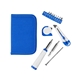 aerial view a blue executive zippered 15- piece tool kit, image 1 of 5