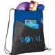 aerial view a royal blue rivers non - woven drawstring bag, image 1 of 5