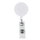 aerial view a solid white retractable badge holder with laminated label, image 1 of 3