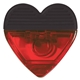 aerial view a translucent red with black grip heart shaped clip, image 1 of 2