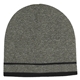 aerial view a gray with black stripe acrylic knit beanie with double stripe, image 1 of 2