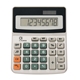aerial view a black/silver basic 8- digit display desk calculator, image 1 of 2