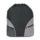 aerial view a black polyester drawstring backpack, image 1 of 3