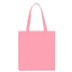 aerial view a pink non woven multi color economy tote bag 13.5 x 14, image 1 of 2