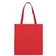 aerial view a red non woven multi color economy tote bag 13.5 x 14, image 1 of 2