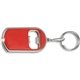 aerial view a red bottle opener plastic key chain with led light, image 1 of 4