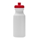 aerial view a white with translucent red lid 20 oz hydration water bottle, image 1 of 2