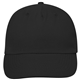 aerial view a black 5 panel polyester cap, image 1 of 4