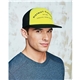 a group of district (r) flat bill snapback trucker cap