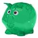 aerial view a translucent green mini plastic lil piggy bank, image 1 of 2