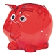 aerial view a translucent red mini plastic lil piggy bank, image 1 of 2
