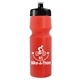 a translucent red bottle & black lid 24 oz venture bike white water bottle
