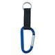 aerial view a blue promotional 8mm carabiner with 2.5 blank strap, image 1 of 2