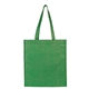 aerial view a green non - woven shimmer tote, image 1 of 2