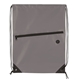 aerial view a charcoal front zip drawstring backpack, image 1 of 2