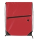 aerial view a red front zip drawstring backpack, image 1 of 2