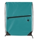 aerial view a teal front zip drawstring backpack, image 1 of 4