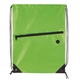 aerial view a lime front zip drawstring backpack, image 1 of 2