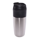 aerial view a black 15 oz stainless steel double - walled travel mug, image 1 of 2