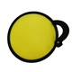 aerial view a yellow portable nylon handle folding fan, image 1 of 2