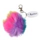 a rainbow rainbow pom pom keychain