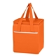 aerial view a orange wave design non - woven cooler lunch bag tote, image 1 of 2