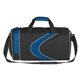 aerial view a royal blue/black polyester sports duffel bag with microfiber mesh, image 1 of 2
