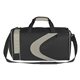 aerial view a gray/black polyester sports duffel bag with microfiber mesh, image 1 of 2