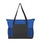 aerial view a royal blue 600d polyester voyager tote bag, image 1 of 3
