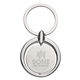 aerial view a silver circular metal key tag, image 1 of 3