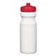 aerial view a white with translucent red lid 24 oz poly - clear(tm) fitness bottle, image 1 of 3