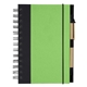 aerial view a lime green with black trim mini spiral notebook, image 1 of 3
