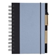 aerial view a blue with black trim mini spiral notebook, image 1 of 2