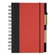 aerial view a red with black trim mini spiral notebook, image 1 of 2