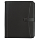 aerial view a black pebble grain writing pad 8 x 11 zippered portfolio with calculator, image 1 of 4