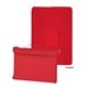 aerial view a red polyester fleece blanket, image 1 of 3