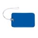 aerial view a blue vinyl travel luggage tag with id card, image 1 of 3