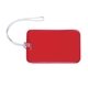 aerial view a red vinyl travel luggage tag with id card, image 1 of 2
