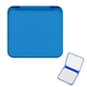 aerial view a translucent blue compact mirror with dual magnification, image 1 of 4